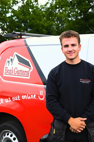 our gutter cleaner in Painswick standing by company vehicle